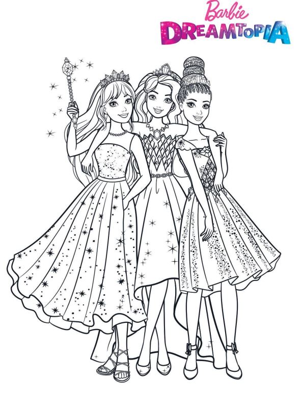 Kids-n-fun.com | Coloring page Barbie Dreamtopia Glitter Princesses